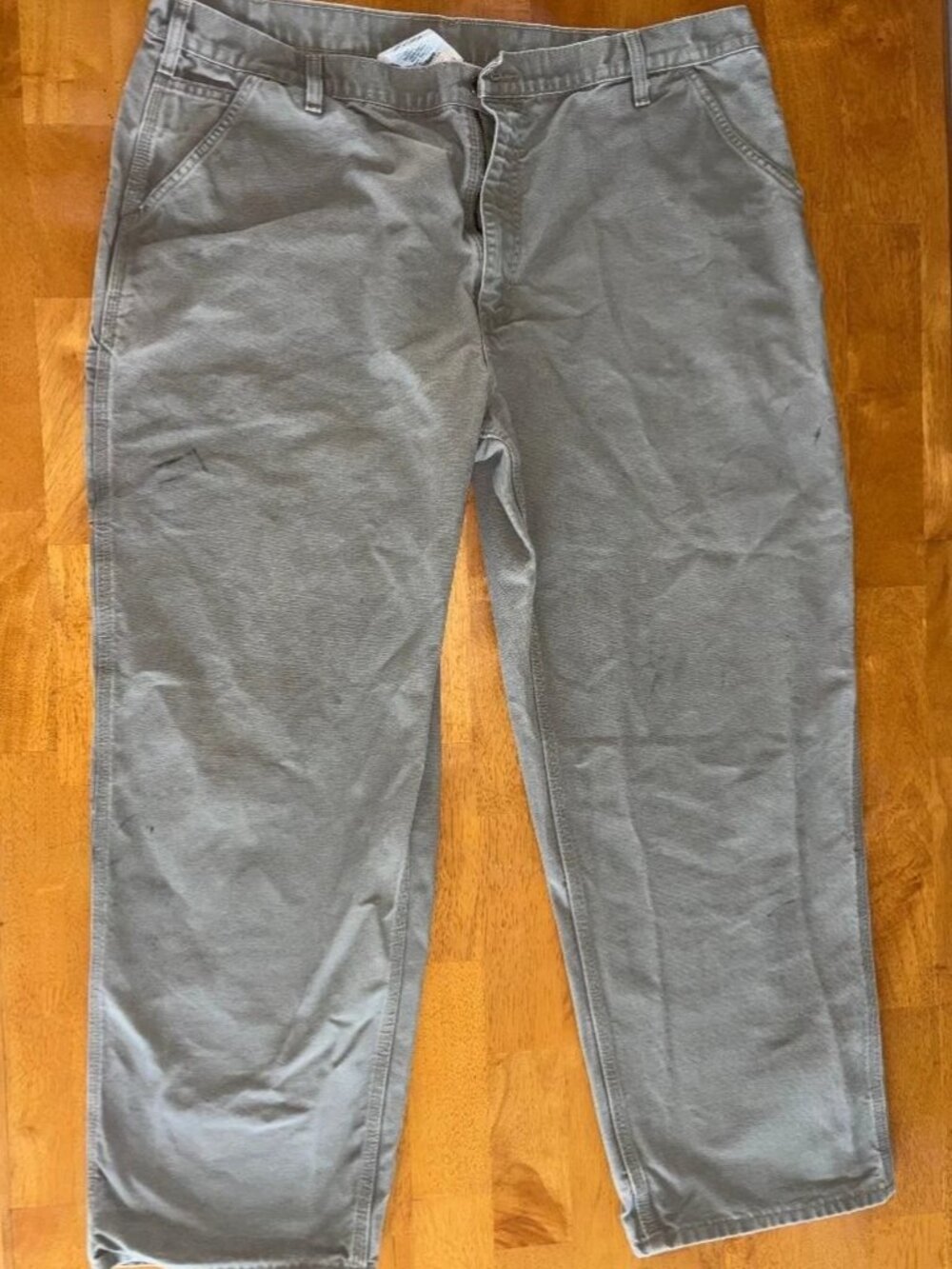 Carhartt Mens 42x32 Tan Washed Duck Carpenter Loose Fit Work Pants B11 DES